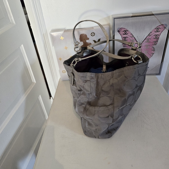 Coach Metallic Gray Shoulder Bag - Picture 3 of 10